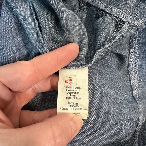 J.Crew Chambray Sleeveless Shift Dress 4 – Embroidered Neckline & Hem Classic - Picture 10 of 11